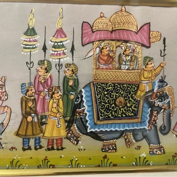 Indian Hindu silk art hand paintedVintage
